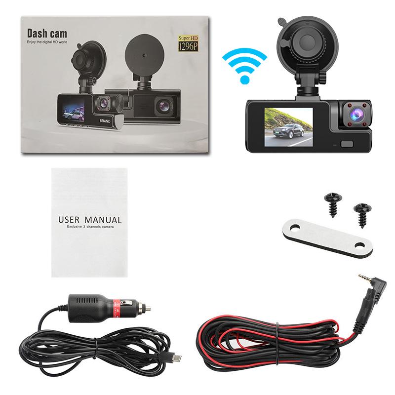 Wireless WiFi Dash Cam: HD Car Recorder with Mobile Phone Sync and Three-Way Video Capture
