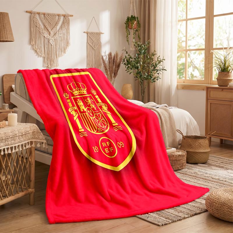 Spain National Football Team Print Flannel Blanket Soft Warm Sofa Bed Throw Blanket For Home Office Bedroom