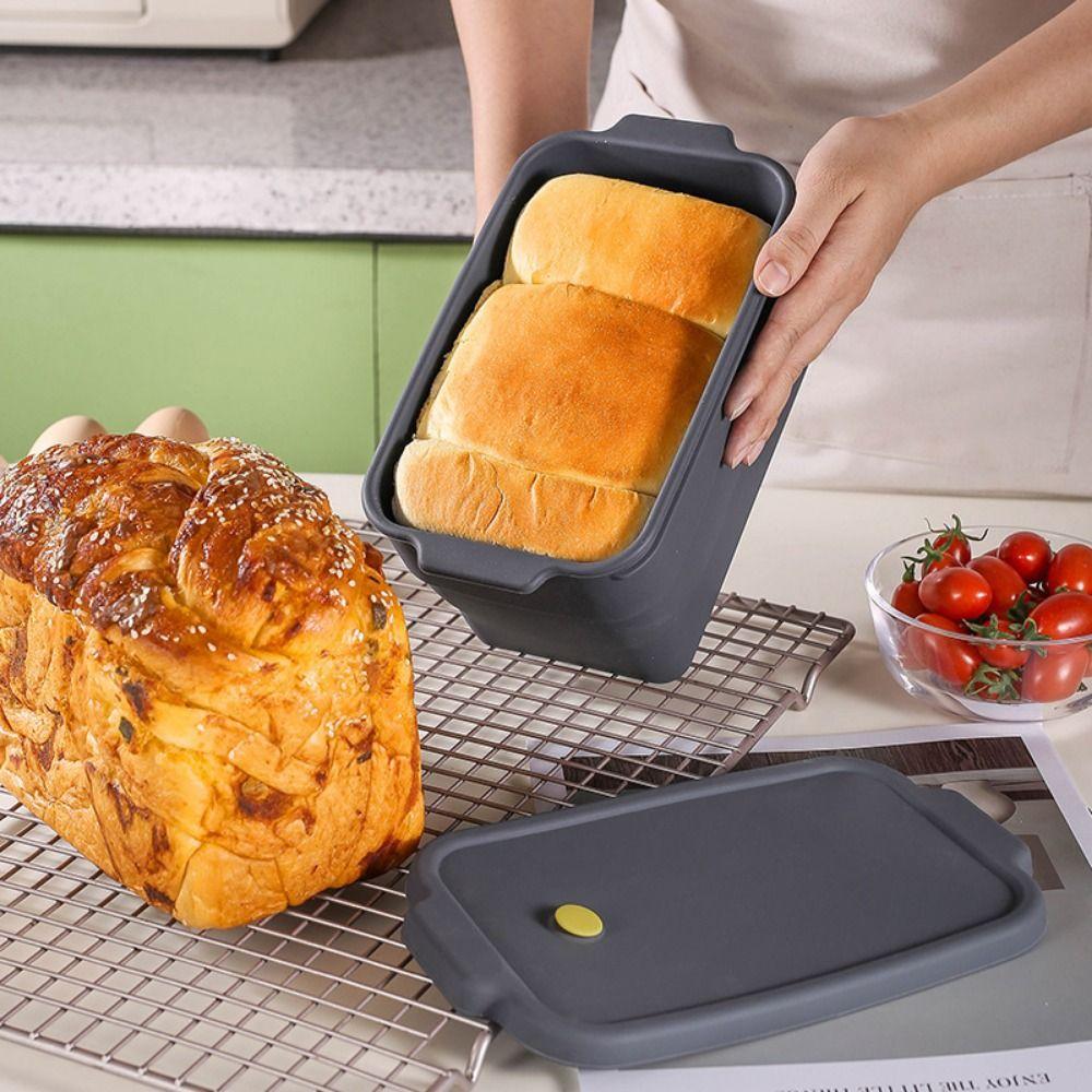 

Collapsible Silicone Bread Loaf Pan Grey Rectangle Cake Pans Silicone Baking Molds Kitchen Gadget сірий
