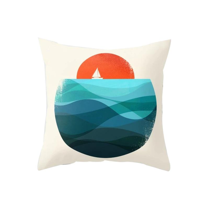 Pillowcase Car Waist Pillow Sofa Pillowcase Sun Pattern Pillow Office Pillow Side Sleeping