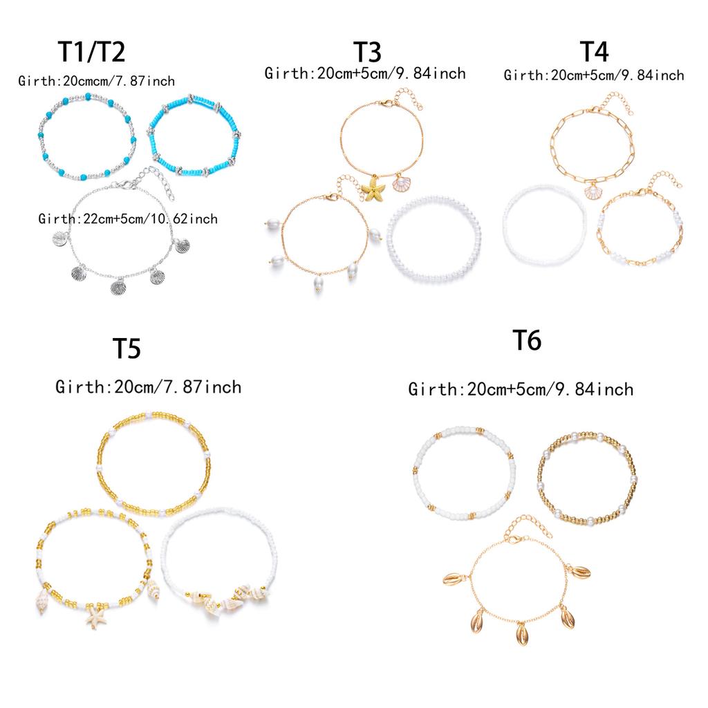 Layering Stackable Anklet For Women With Shell Starfish Beads Summer Beach Jewelry Alloy Faux Pearls Seaside Accessory