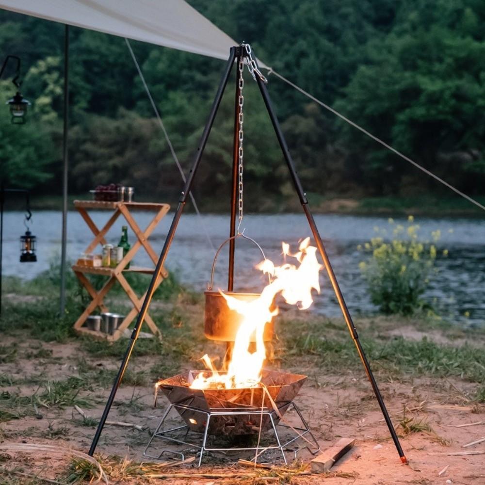 Hanging Pot Camping Tripod Cookware Cooking Pot Tripod Durable Campfire Tripod Grill Accessories