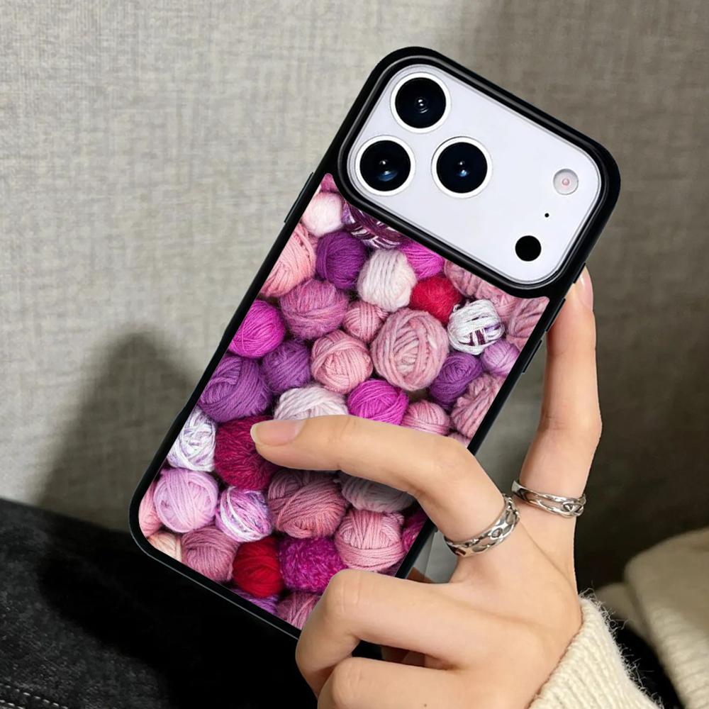 Capa Case for iPhone 17 Air 16 Pro Max 15 Plus 11 13 Mini 14 12 Back Phone Cover Sewing Knitting Crochet