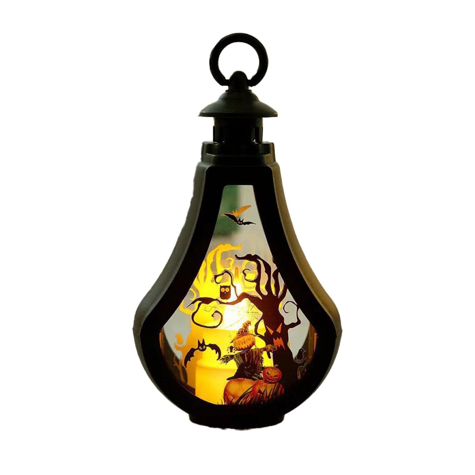 

Halloween Portable Lamp Decorative With LED Candle, Decorative Haunted House Candle Portable Lampfor Outdoor Home Room Door Party Decor One Size