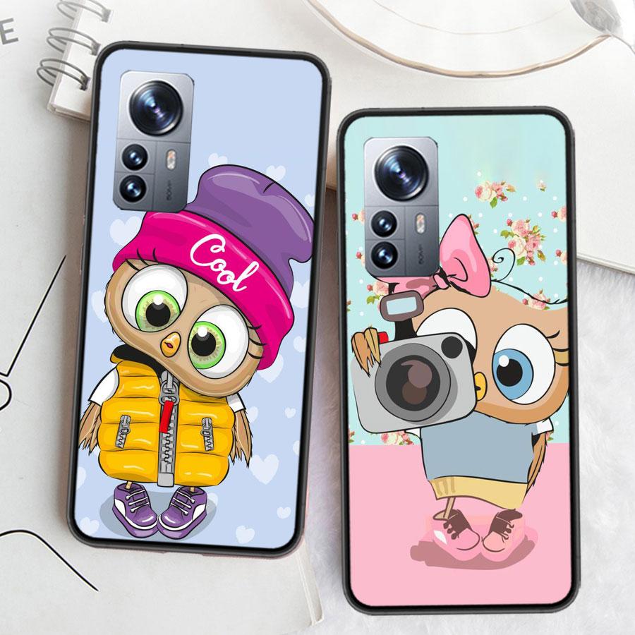 Cute Owl Hearts Lover Christmas Phone Case For Xiaomi Poco X6 X5 X4 X3 GT NFC M4 M5 Pro 5G M3 Mi Note 10 Lite F5 F4 F3 F2 F1 Cap