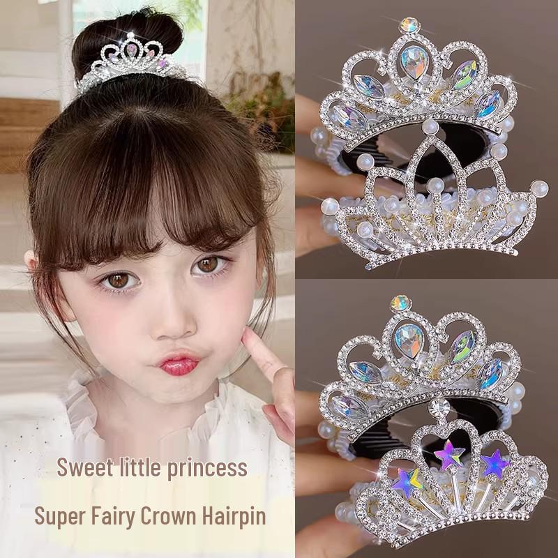 Girls' Beaded Princess Crown Headdress Hair Clip