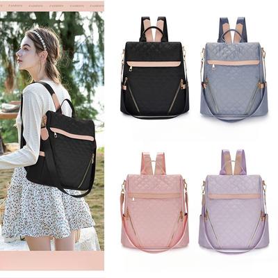 Mochila de Nylon Resistente al Agua Gran Capacidad Moda Cuadros Bolso de Viaje