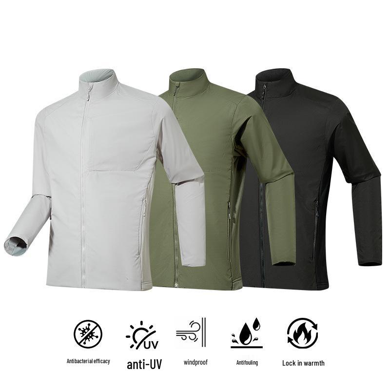 Sunstone Unisex Lightweight Outdoor Cotton Jacket with Stand Collar and Long Sleeves