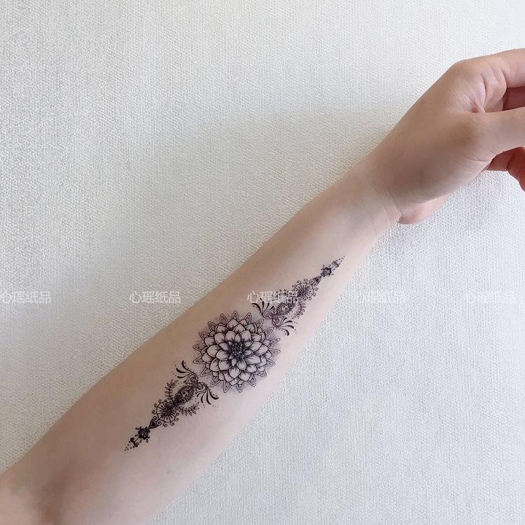 Plain Flower Bohemian Blue Rose Mermaid Waterproof Tattoo Sticker Simulation Water Transfer Sample Sticker