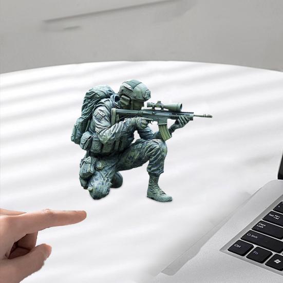 Rifle Soldier Figurine Realistic Green Soldier Statue Sculpture Metal Model Toy Home