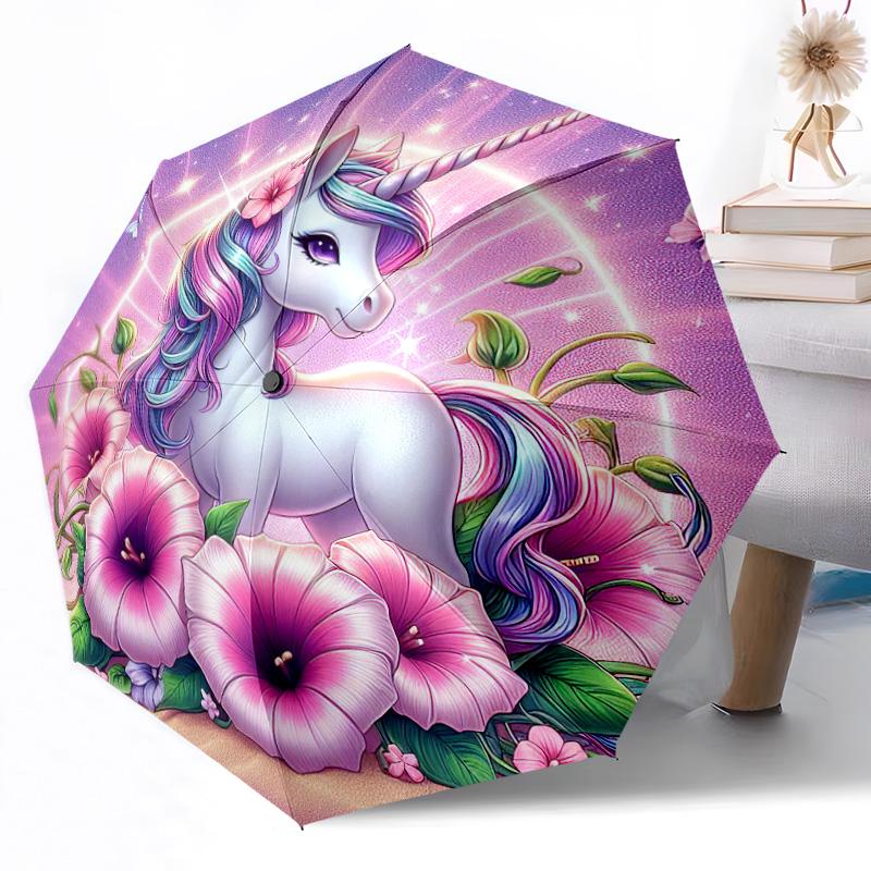 Unicorn Automatic Umbrella Compact 8-Rib Design Durable  & Iron All-Season Umbrella for Travel Elegant Women's Umbrella