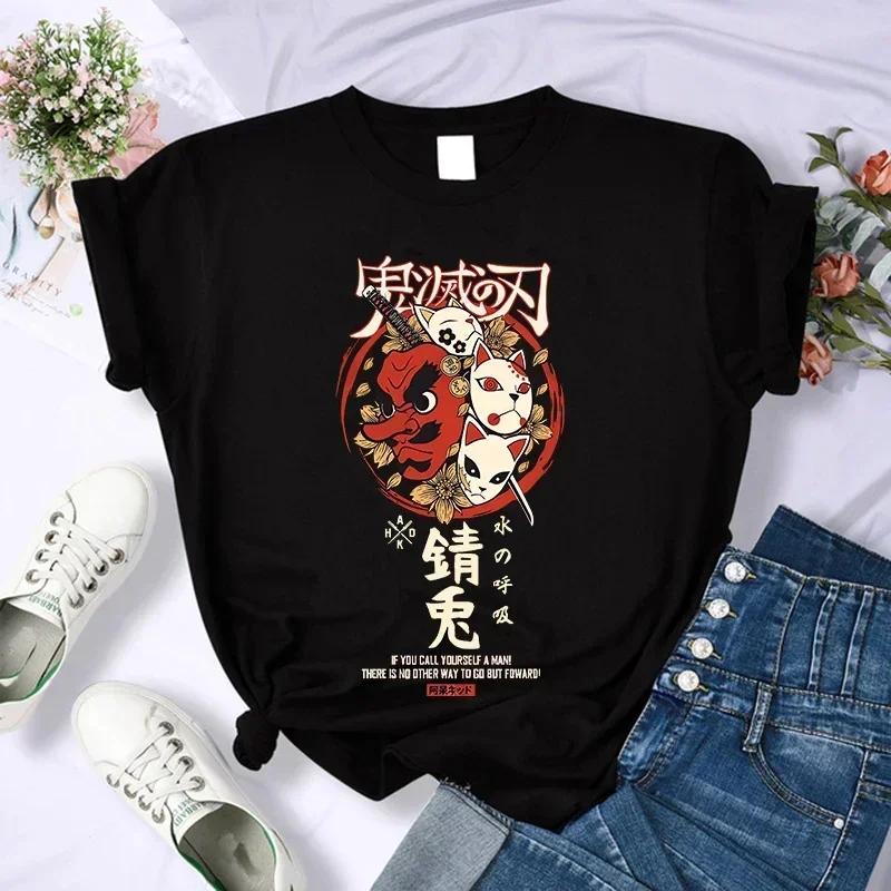Demon Slayer T Shirt Women Tshirt Female Tanjirou Kamado Graphic Tee Shirt Japanese Anime Manga T-shirt Streetwear Tops Tees