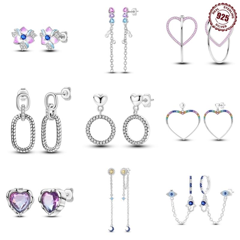 Authentic 925 Silver Infinite love Ear stud For Women Simple Puncture Earrings Fit Girl Birthday Evening Party