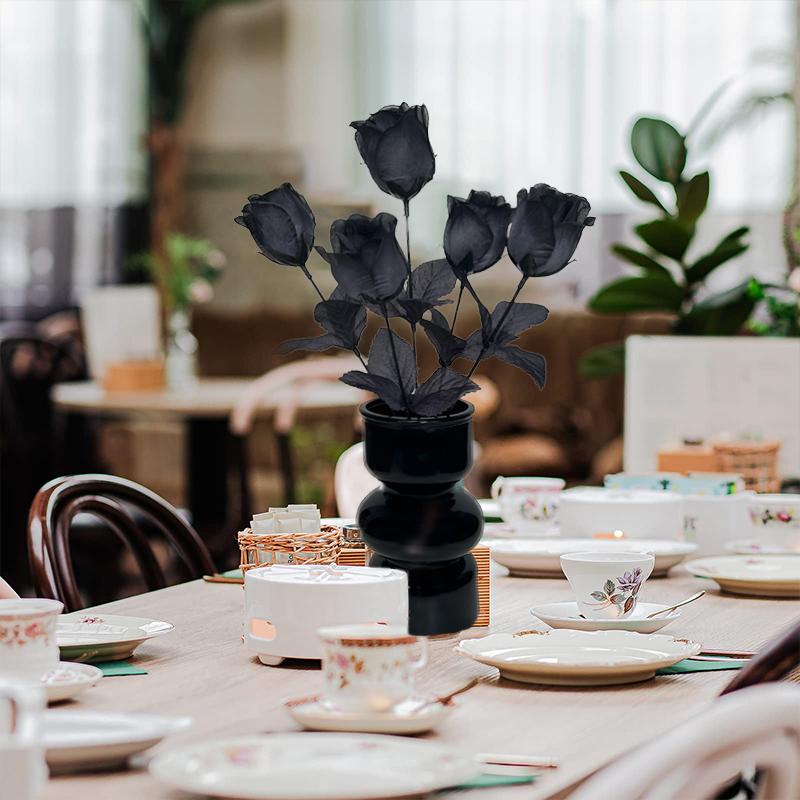 1 Stück Realistische Seiden-Schwarze Rosen Fotografie Hintergrund Blumen Gothic Heimdeko Simulierte Schwarze Rose 36cm
