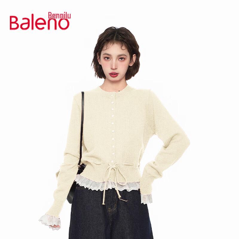 Baleno Women's Ruffle Trim Colorblock Knit Cardigan