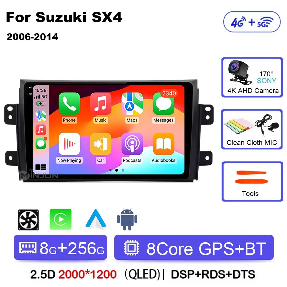 Android 14 Car Radio For Suzuki SX4 2006  2007 2008 2009 2010 - 2014 Qualcomm Wireless Carplay Auto Multimedia Player Navigation