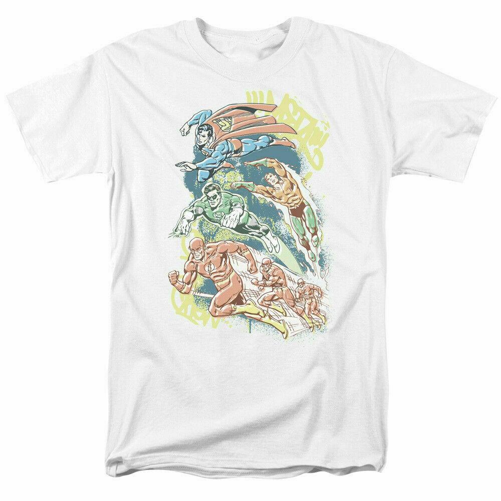 Justice League Halftone League T Shirt Licensed Comic Book Tee White XL