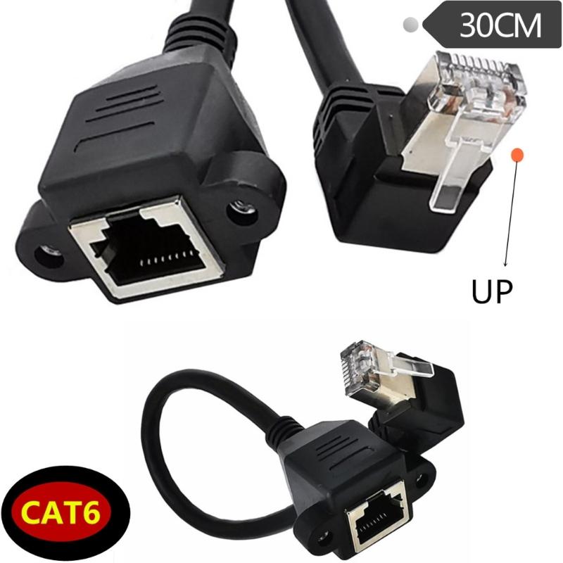RJ45 Ethernet Extension Cable with Space Saving 90Degree Designing Cord Left/Right/Up/Down Elbowed Line