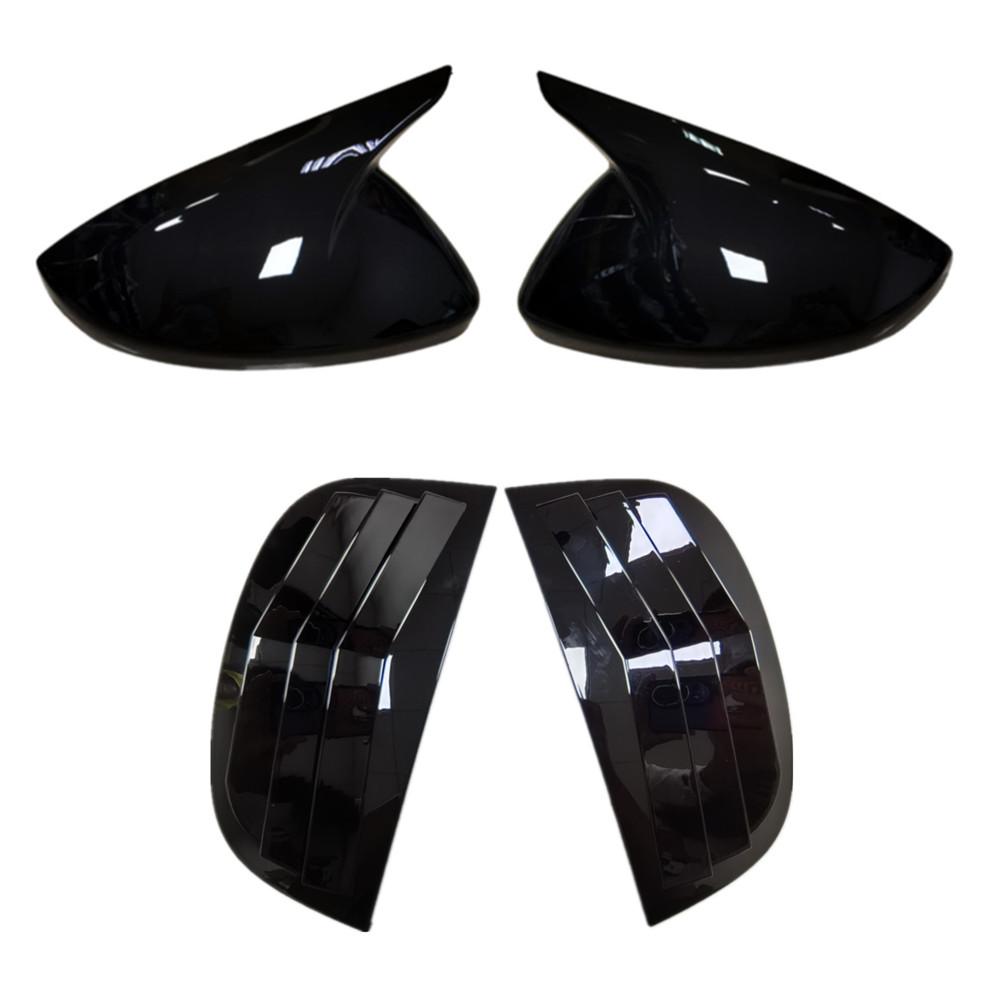 For Peugeot 208 308 408 508 307 308 2008 4008 5008 Car Rearview Side Mirror Cover & Rear Window Louver Cover Exterior Sticker SET-Glossy Black