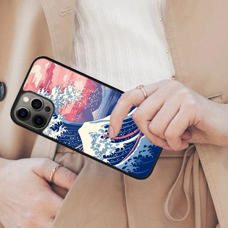 Japanese Wave Art Magnetic Phone Case For APPLE iPhone 17 Air 16 14 13 12 Pro Max 15 Plus Wireless Charge With MagSafe Cover