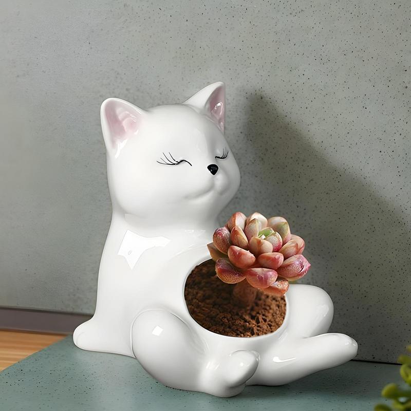 Blumentöpfe für Sukkulenten Keramik Klein Katzenform Pflanzgefäße Dekorative Wohnaccessoires Pflanzenübertopf für Balkon Schreibtisch