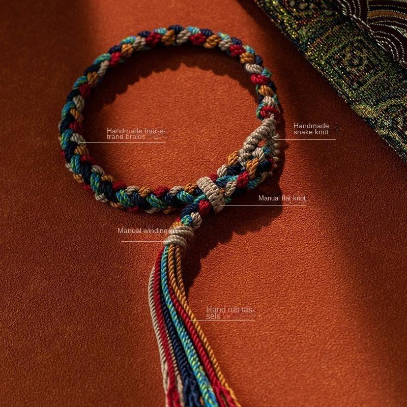 Hand-woven Colorful Hand Rope Plain Rope Hand Rubbing Cotton Bracelet Jewelry Ethnic Style Bracelet Adjustable Gift