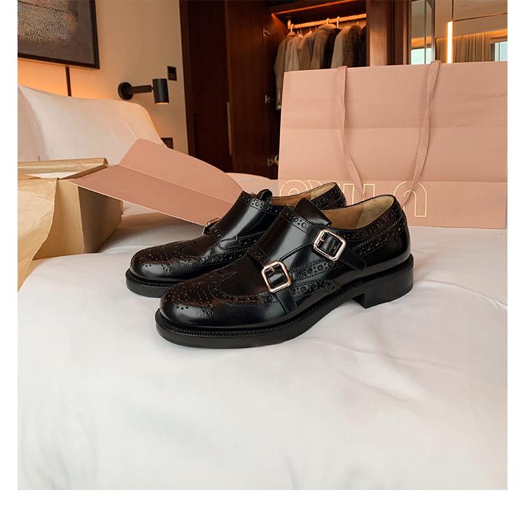 Grape mother British style retro loafers exquisite carved single shoes French romantic small leather shoes women's autumn and winter shoes