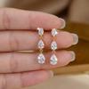 Elegant Waterdrop Drop Earrings for Women Luxury Shiny Cubic Zirconia Geometry Dangle Earrings Bride Wedding Trendy Jewelry