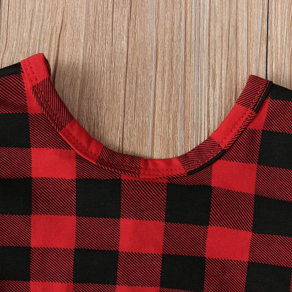 Infant Baby Girl Red Plaid Romper Jumpsuit with Headband 2PCS Outfits Clothes for 0-24 Months