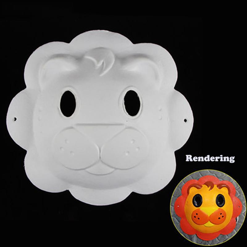 DIY Blank Paper White Masks Halloween Party Cosplay Painted Masquerade Kids Cartoon Animals Hand Paintable Mask