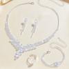 Zircon Bridal Jewelry Set Elegant Rhinestone Necklace Vintage Necklace Earring Set  Bridal