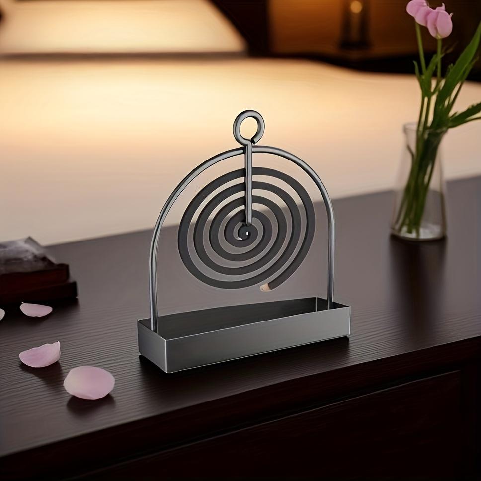 Portable Iron Blowcoil Holder with Handle Fireproof Material Incense Holder For Mosquito & Sandalwood Incense Indoor/Outdoor Use