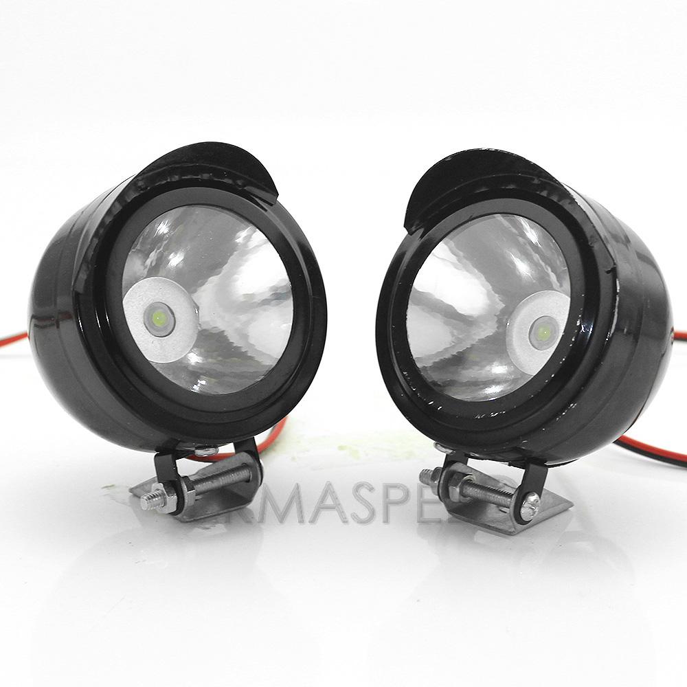 1 Pair Universal Motorcycle Headlight LED Spot Light Beam Side Assist Lamp White Working Light for Motorbike Off Road