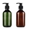 Pump Bottle Dispenser, 300/500ml Empty Plastic Shower Refillable Dispenser Soap Shampoo Pump Dispenser Containers