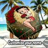 Spersonalizowany Parasol z Nadrukiem Betty Boop z Imieniem, Automatyczne Otwieranie i Zamykanie, Wytrzymały Stelaż z 8 Żebrami, do Codziennego Użytku, na Kemping i Piesze Wycieczki, Prezent Urodzinowy