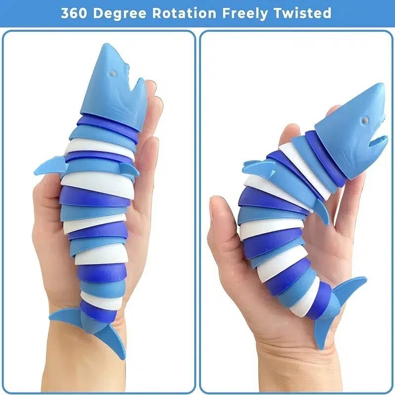 Fidget Toys Slug 3D Articulated Stretch Shark Stress Reliever for Adults Kids Anti-Anxiety Office Desk Toy Gifts
