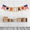 Banner Patriotic Decorations Red Blue White USA American Flag Jute Flag Banner For Independence Day Labor Day Military Events USA
