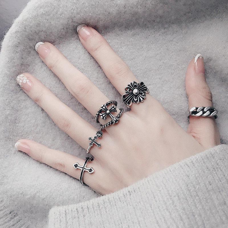 Retro Japanese-Korean Adjustable Cross Ring for Women