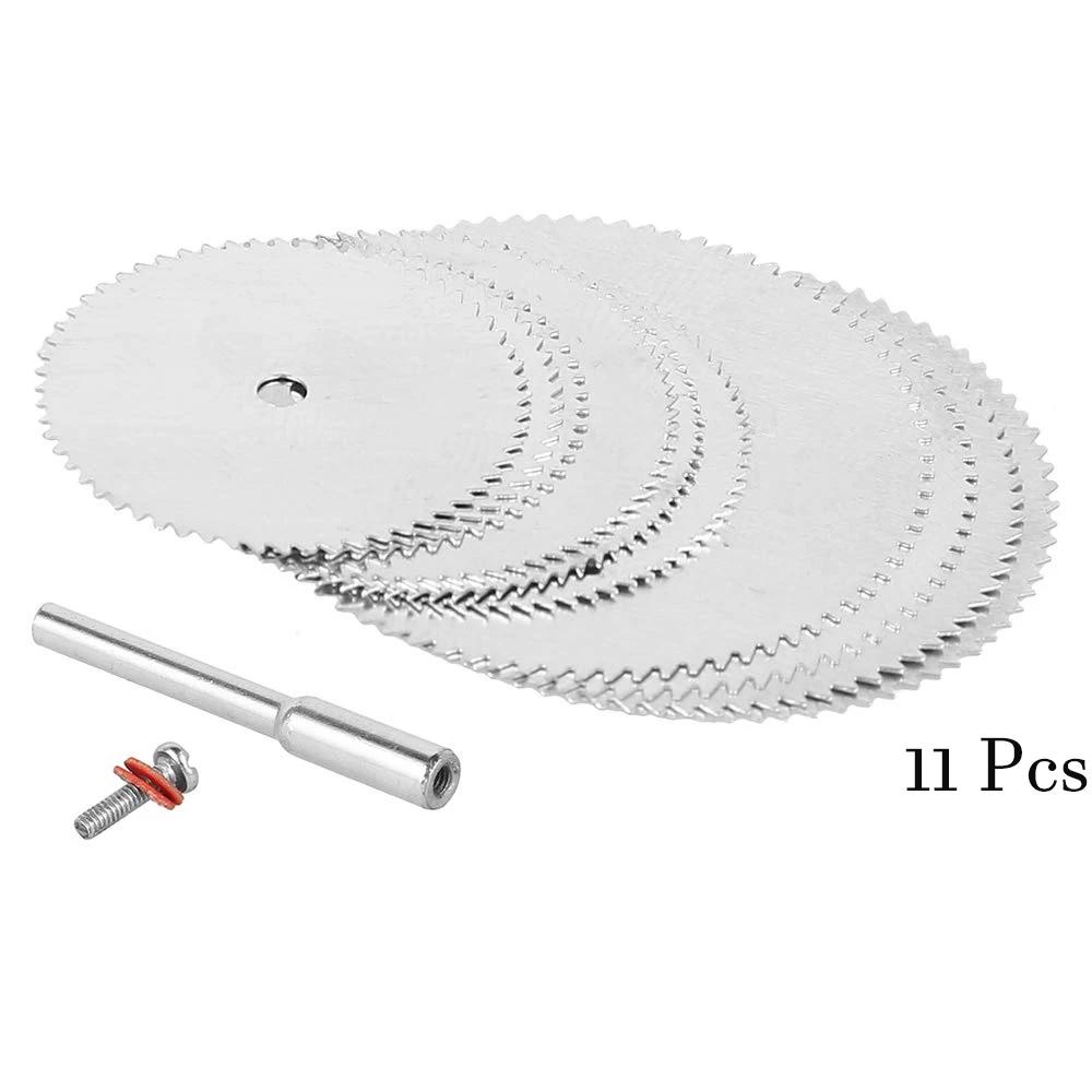 11 Pcs Mini Circular Saw Blade Set Precision Woodworking Cutting Disc with 1 Rod 22mm 25mm 32mm for Cutting Wood Metal