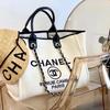 2025 Fashionable Candy Color Large Capacity Embroidered Linen Canvas Beach Tote