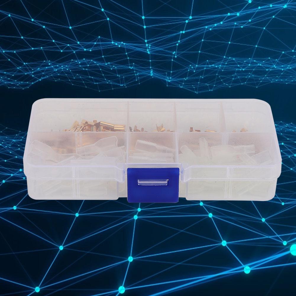 120Pcs 6.3mm 4.8mm 2.8mm Gold Copper Wire Terminal Connector with Sleeve Storage Box Accessory