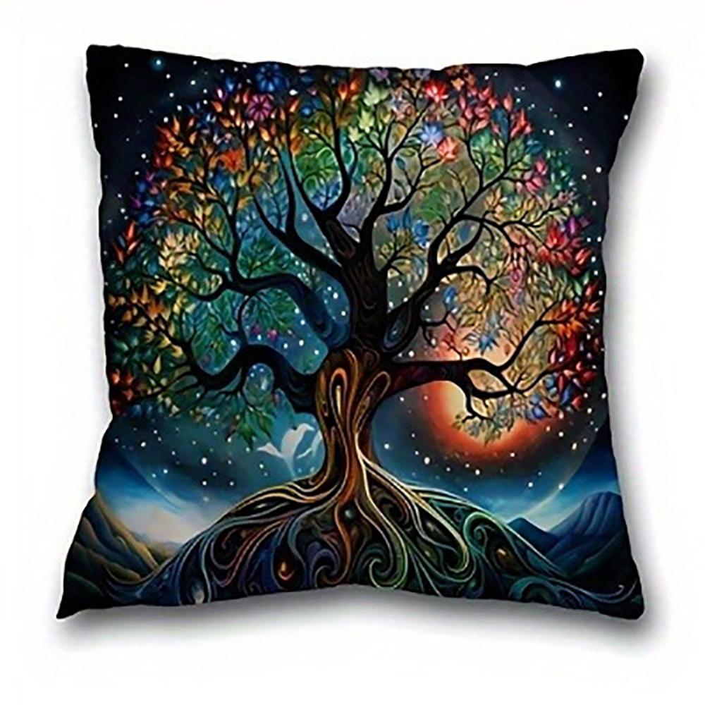Красочная наволочка с узором дереваПодходит для дивана, автомобиля, спальни, декоративная наволочка для подушки 16x16Inch
