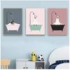 Picture Nordic Baby Girl Room Decor Nursery Wall Art Canvas Minimalist Bath Animal Pink Cartoon Painting Decoration