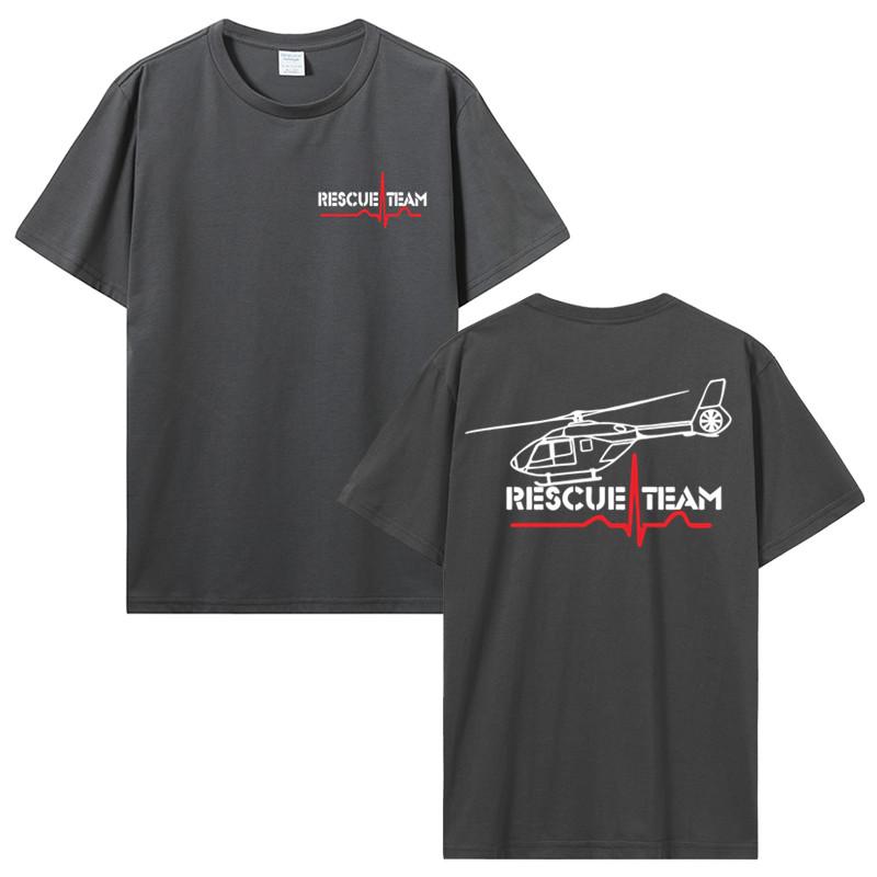 Moda Estiva Uomo Maglietta in Cotone Servizio di Soccorso Aereo Ambulanza Aereo di Soccorso Eurocopter T-shirt Hip Hop Tee Top Streetwear