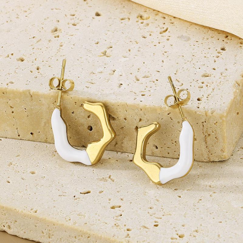 Elegant C-Shaped Stainless Steel Geometric Earrings for Women