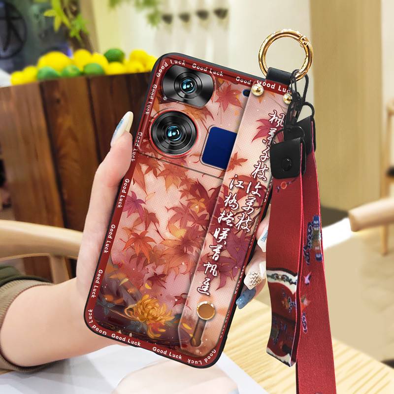 Lanyard Fashion Phone Case For ZTE Nubia Z60 Ultra For Mom Shockproof Protective Anti-knock Kickstand Chinese Style Ring