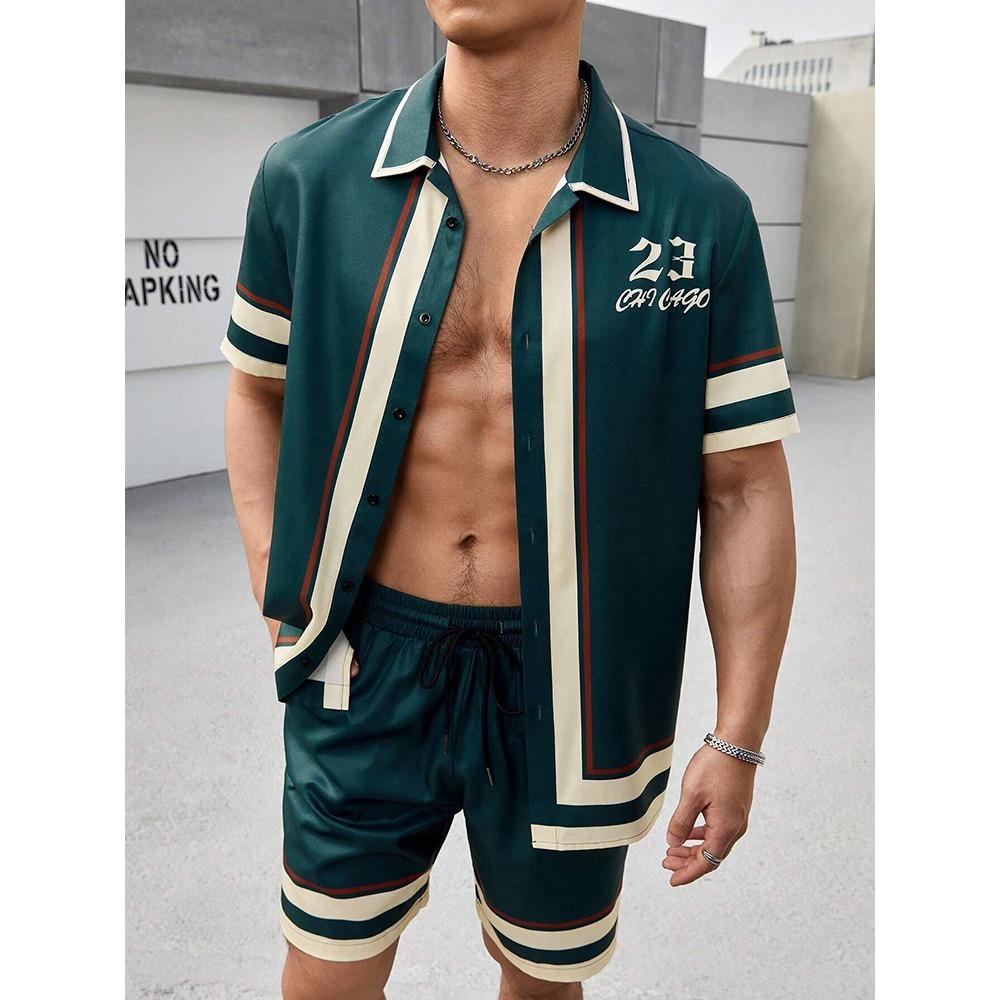 2026 Summer New Men's Short-sleeved Shirt And Beach Shorts Set Running Men's Shorts Everyday Urban Fashion Men's Casual Shirt