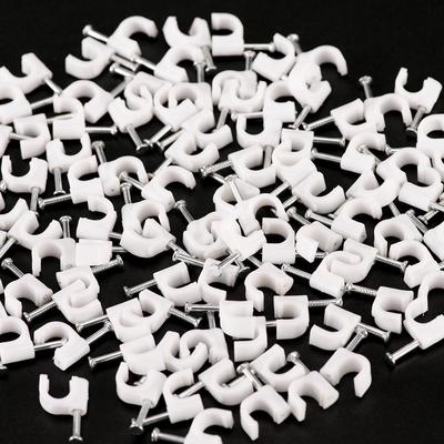 100Pcs  Rg59 Coax Cat5 Cat6 Cable Wire Clips Nail Clamps Straps Tacks White 6Mm
