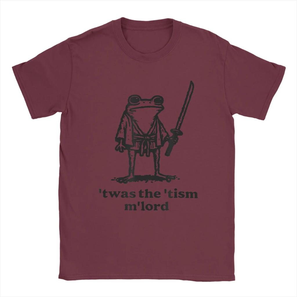 Vintage Tshirt Beach Funny Twas The Tism Mlord Funny Medieval Knight Frog Novelty T Shirts Cotton Tshirt Unisex Casual Top Tees