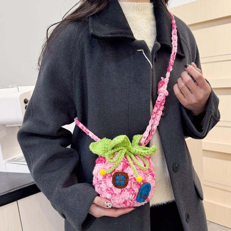 New Ladies Knitted Bag Cute Woven Shoulder Crossbody Small Bag Casual Women's Bag